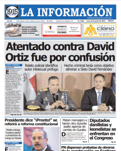 Portada Periódico La Información, Jueves 20 Junio 2019