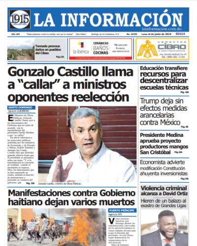 Portada Periódico La Información, Lunes 10 Junio 2019
