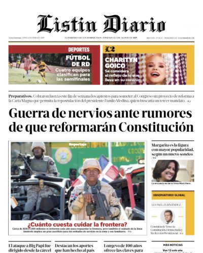 Portada Periódico Listín Diario, Lunes 17 Junio 2019