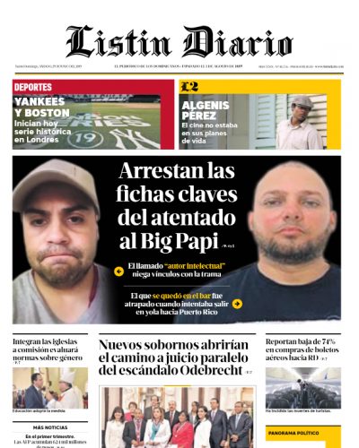 Portada Periódico Listín Diario, Sábado 29 Junio 2019