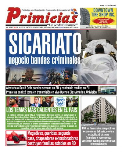 Portada Periódico Primicias, Lunes 17 Junio 2019