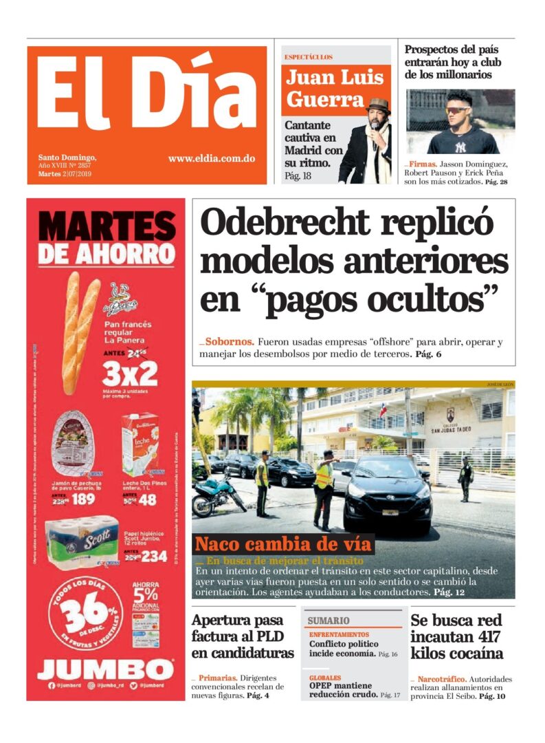 Portada Periódico El Día, Martes 02 de Julio, 2019