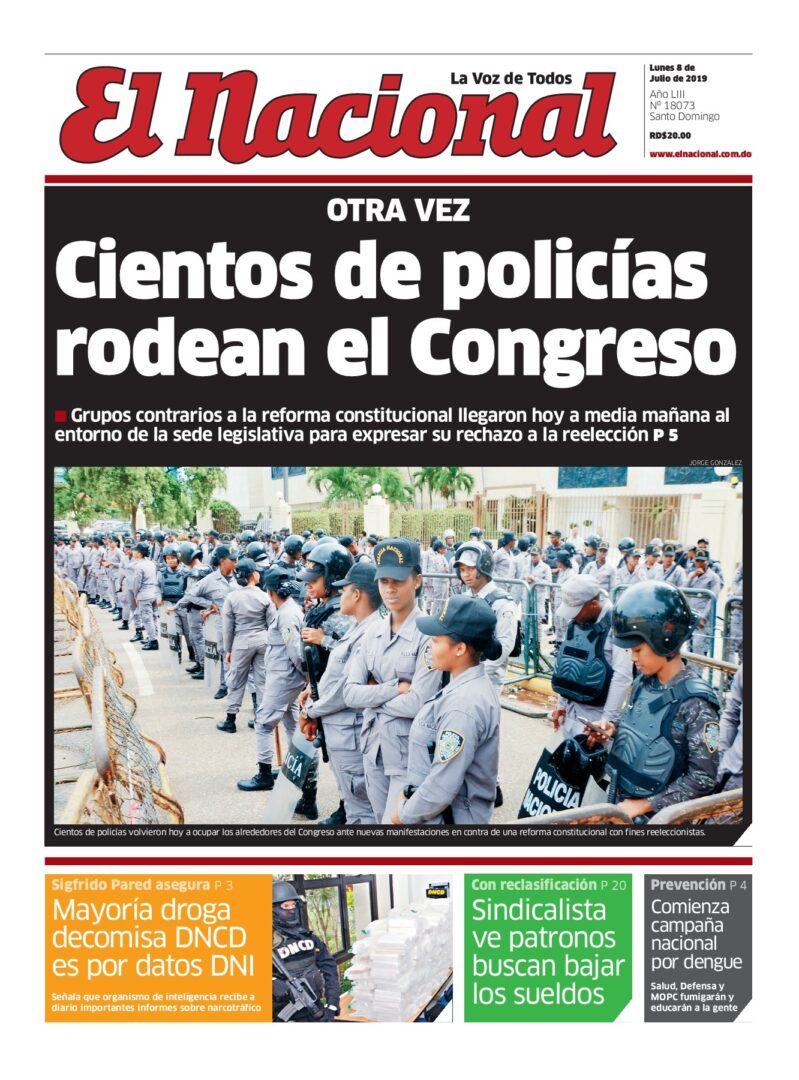 Portada Periódico El Nacional, Lunes 08 de Julio, 2019