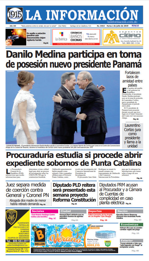 Portada Periódico La Información, Martes 02 de Julio, 2019