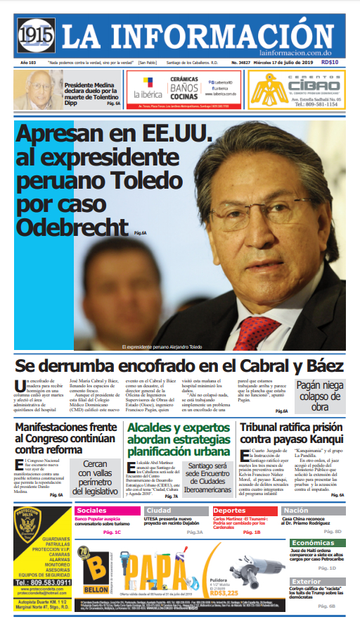 Portada Periódico La Información, Miércoles 17 de Julio, 2019