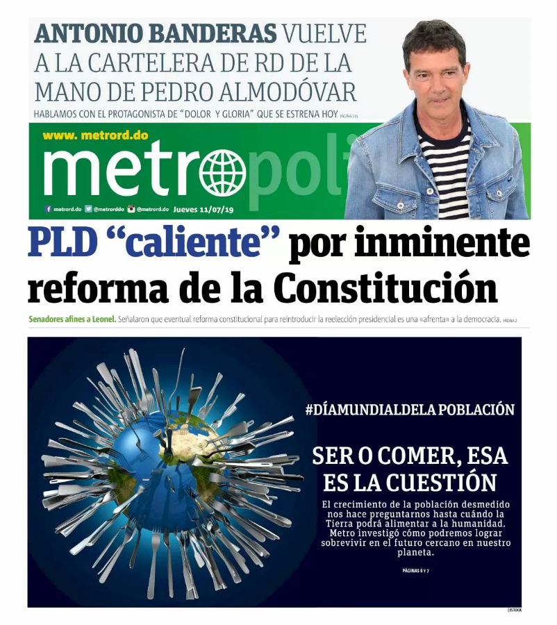 Portada Periódico Metro, Jueves 11 de Julio, 2019
