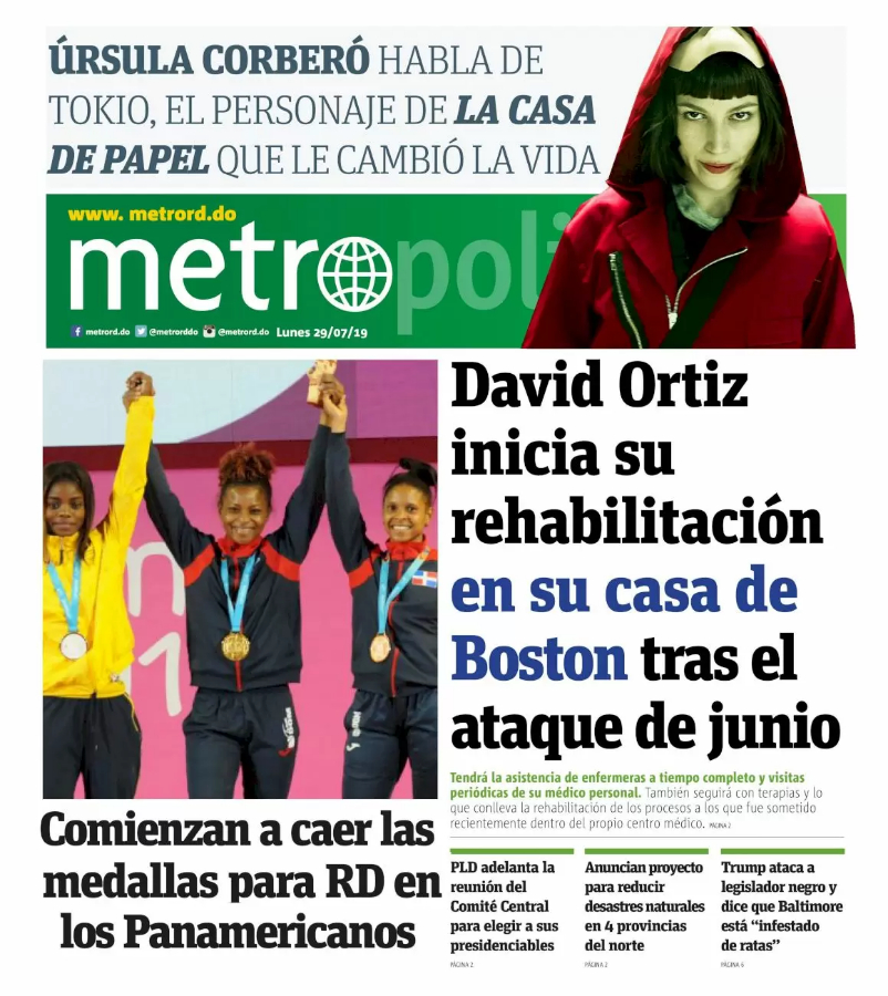 Portada Periódico Metro, Lunes 29 de Julio, 2019