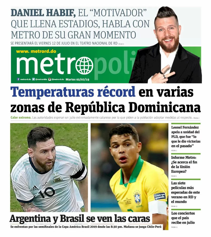 Portada Periódico Metro, Martes 02 de Julio, 2019