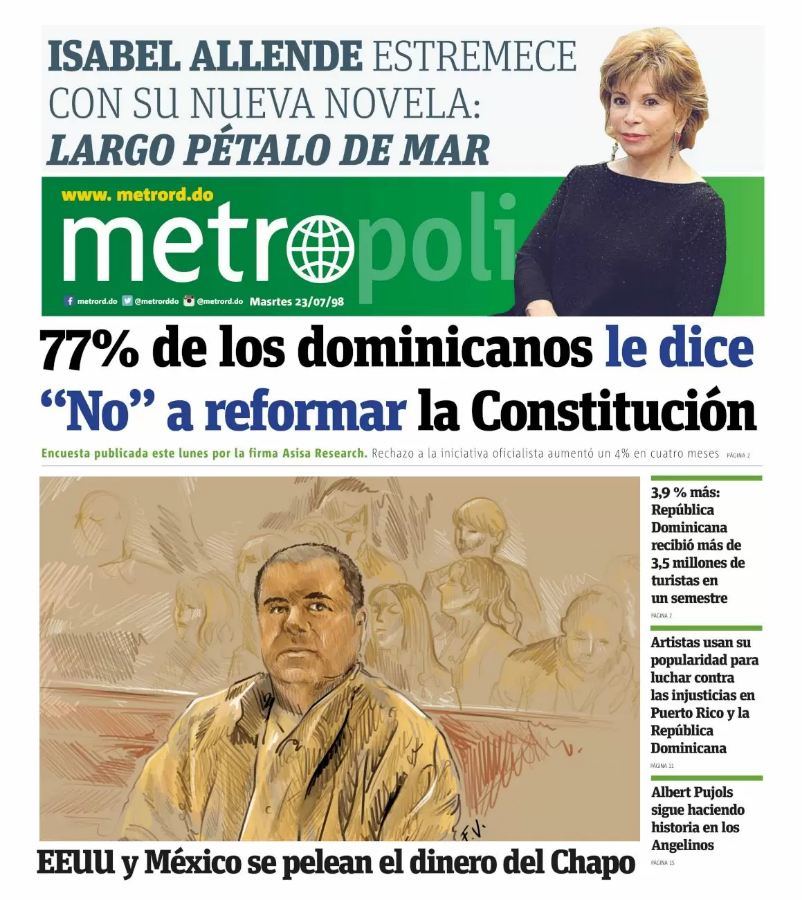 Portada Periódico Metro, Martes 23 de Julio, 2019