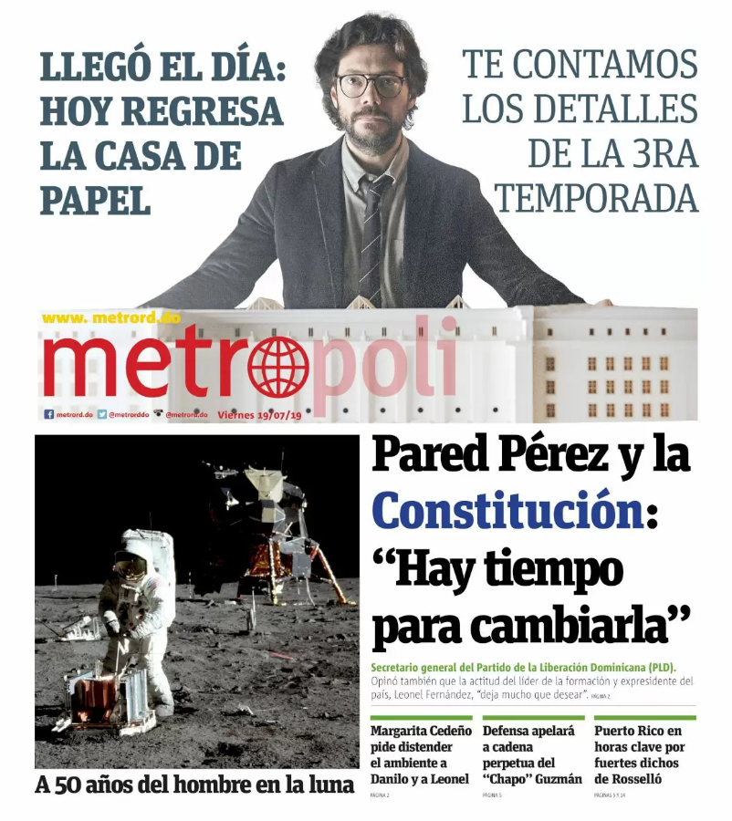 Portada Periódico Metro, Viernes 19 de Julio, 2019