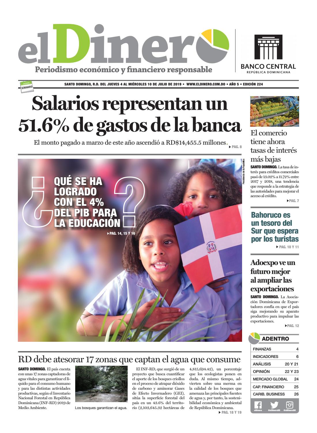 Portada Periódico El Dinero, Jueves 04 de Julio, 2019