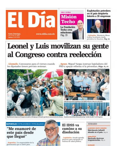 Portada Periódico El Día, Jueves 11 de Julio, 2019