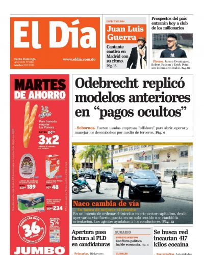 Portada Periódico El Día, Martes 02 de Julio, 2019