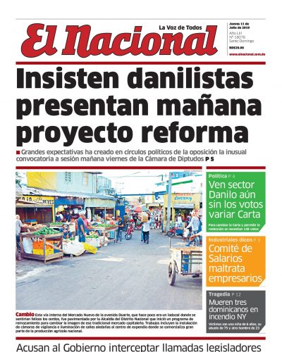 Portada Periódico El Nacional, Jueves 11 de Julio, 2019