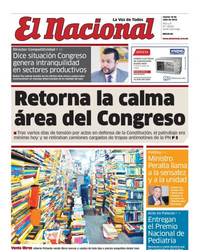 Portada Periódico El Nacional, Jueves 18 de Julio, 2019