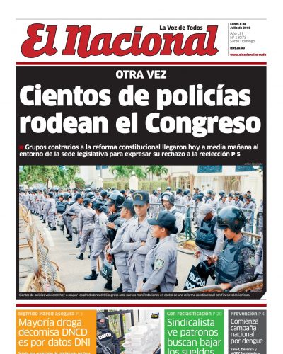 Portada Periódico El Nacional, Lunes 08 de Julio, 2019
