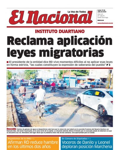 Portada Periódico El Nacional, Lunes 15 de Julio, 2019