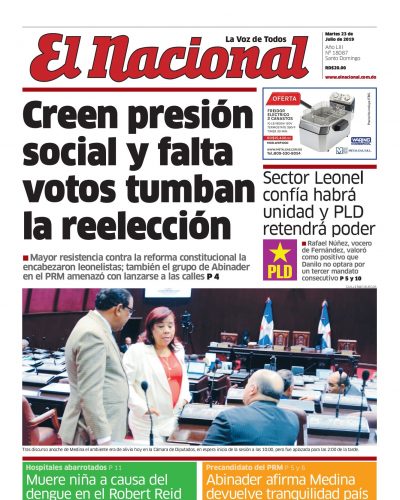 Portada Periódico El Nacional, Martes 23 de Julio, 2019