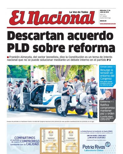 Portada Periódico El Nacional, Miércoles 17 de Julio, 2019