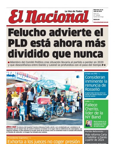 Portada Periódico El Nacional, Miércoles 24 de Julio, 2019