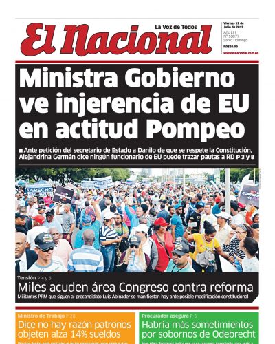 Portada Periódico El Nacional, Viernes 12 de Julio, 2019
