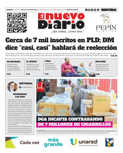 Portada Periódico El Nuevo Diario, Martes 02 de Julio, 2019