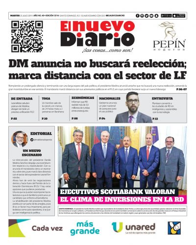 Portada Periódico El Nuevo Diario, Martes 23 de Julio, 2019