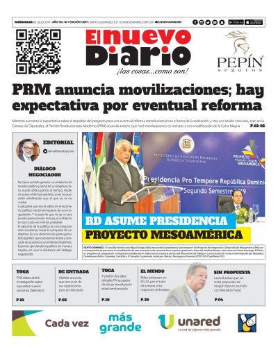 Portada Periódico El Nuevo Diario, Miércoles 03 de Julio, 2019