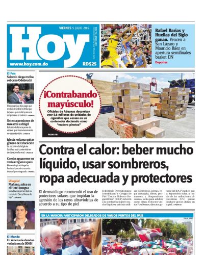 Portada Periódico Hoy, Viernes 05 de Julio, 2019
