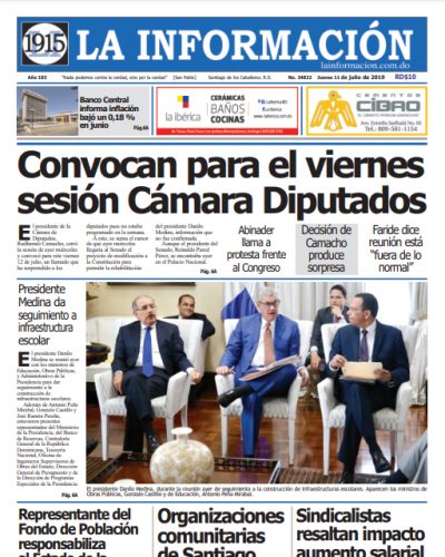Portada Periódico La Información, Jueves 11 de Julio, 2019
