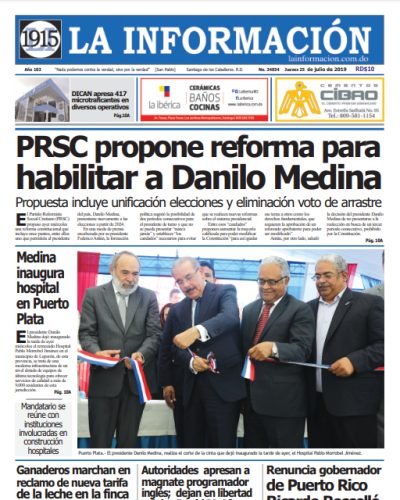Portada Periódico La Información, Jueves 25 de Julio, 2019