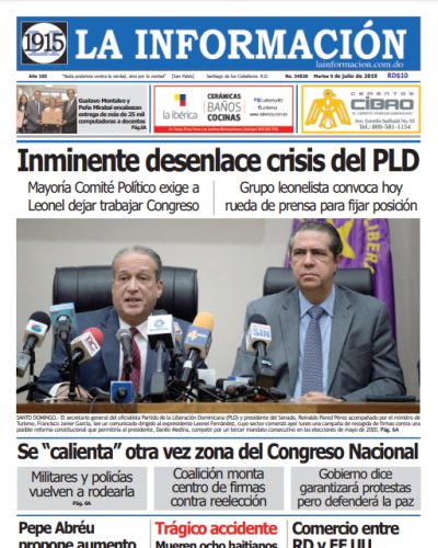 Portada Periódico La Información, Lunes 08 de Julio, 2019