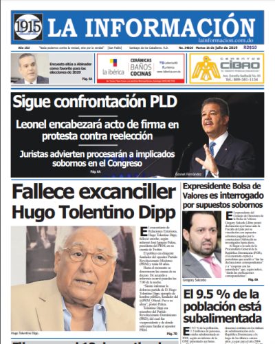 Portada Periódico La Información, Martes 16 de Julio, 2019