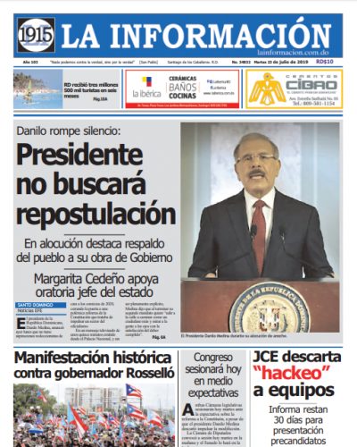 Portada Periódico La Información, Martes 23 de Julio, 2019
