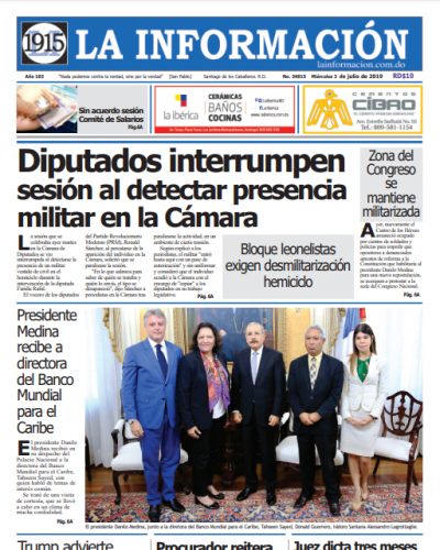 Portada Periódico La Información, Miércoles 03 de Julio, 2019