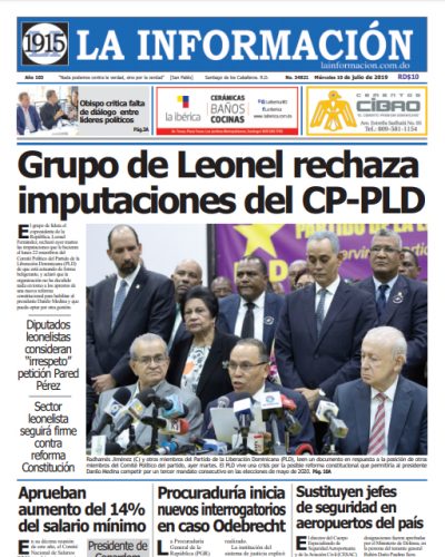 Portada Periódico La Información, Miércoles 10 de Julio, 2019