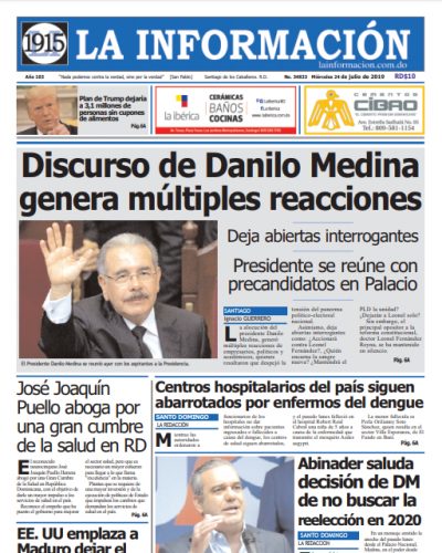 Portada Periódico La Información, Miércoles 24 de Julio, 2019