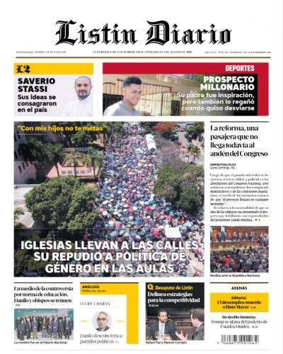 Portada Periódico Listín Diario, Viernes 05 de Julio, 2019