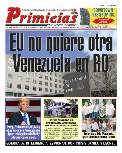 Portada Periódico Primicias, Lunes 15 de Julio, 2019