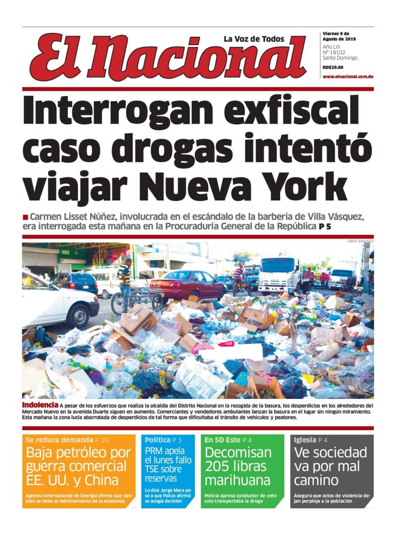 Portada Periódico El Nacional, Domingo 11 de Agosto, 2019