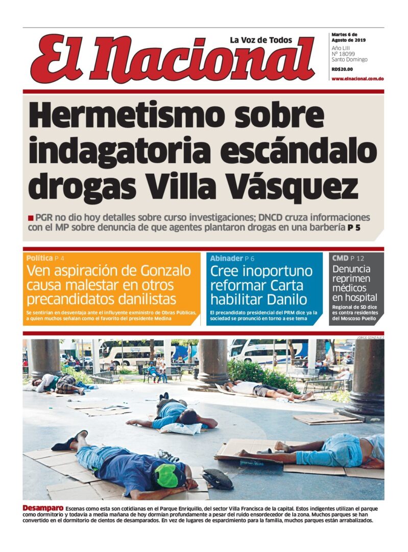 Portada Periódico El Nacional, Martes 06 de Agosto, 2019