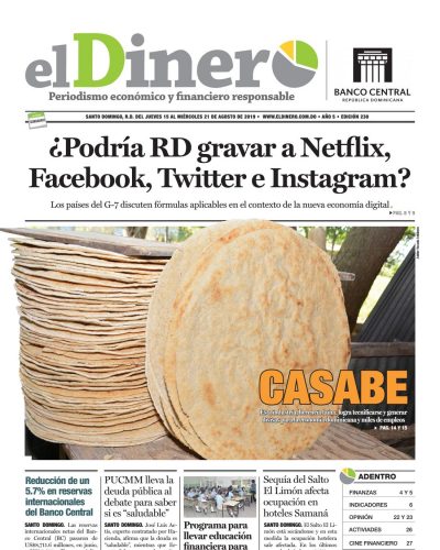 Portada Periódico El Dinero, Jueves 15 de Agosto, 2019