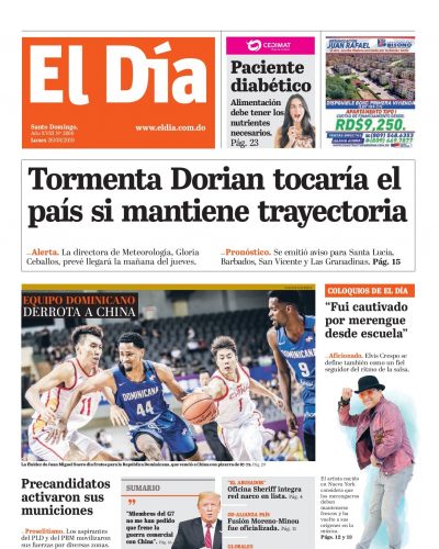 Portada Periódico El Día, Lunes 26 de Agosto, 2019