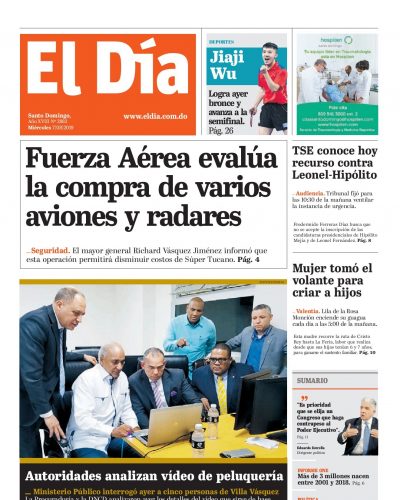 Portada Periódico El Día, Miércoles 07 de Agosto, 2019