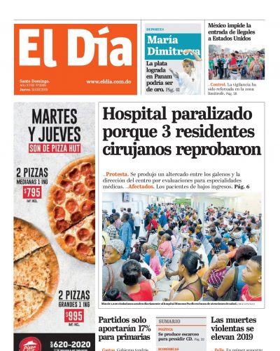 Portada Periódico El Día, Viernes 16 de Agosto, 2019
