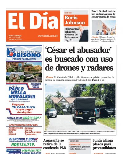Portada Periódico El Día, Viernes 30 de Agosto, 2019