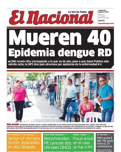 Portada Periódico El Nacional, Jueves 08 de Agosto, 2019