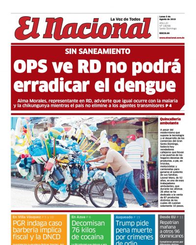 Portada Periódico El Nacional, Lunes 05 de Agosto, 2019