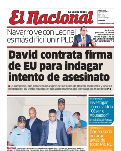 Portada Periódico El Nacional, Lunes 26 de Agosto, 2019