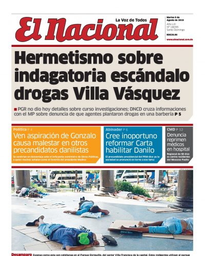Portada Periódico El Nacional, Martes 06 de Agosto, 2019